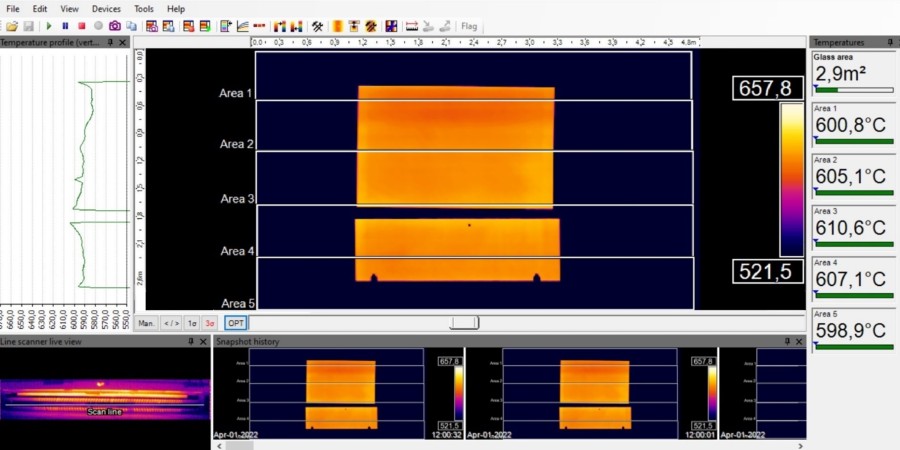 PixConnect industrial glass manufacturing temperature measurement