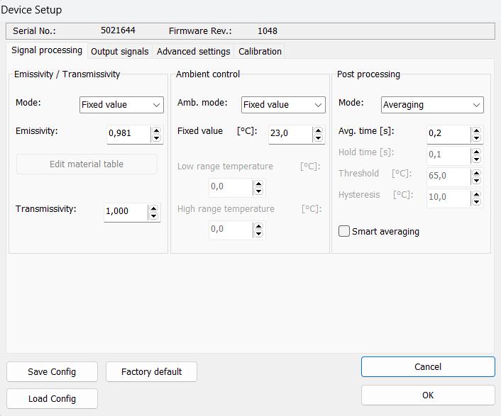 Screenshot of the Compact Connect Configuration Menu