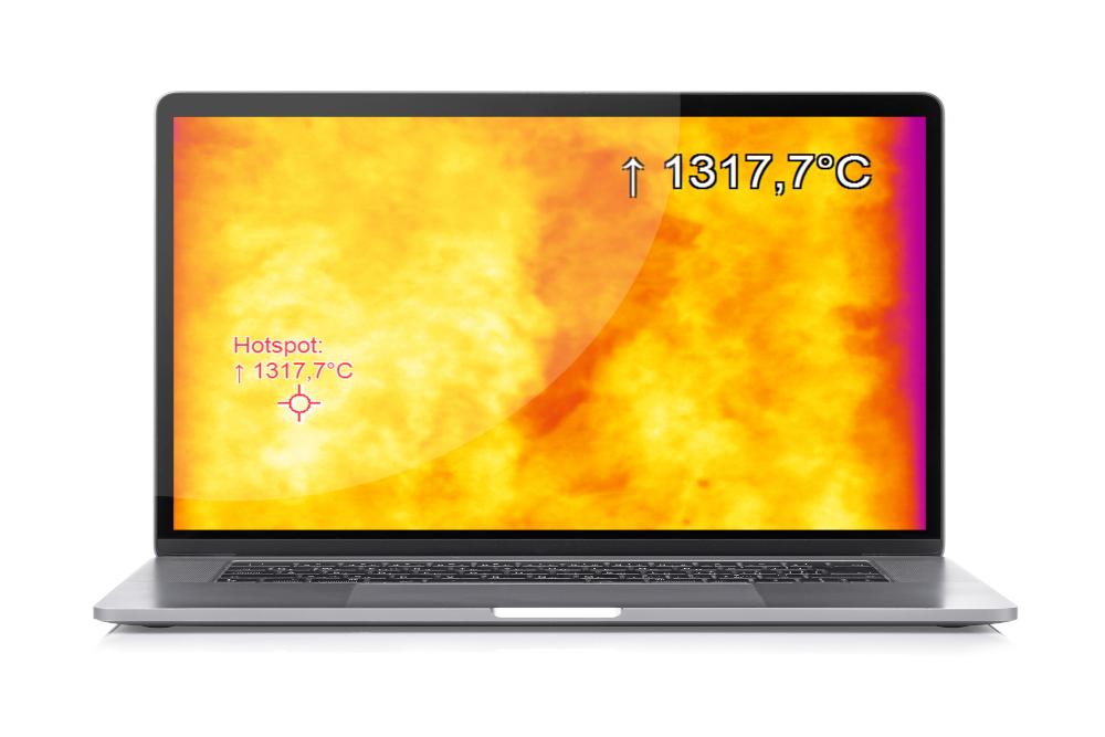PX Connect Laptop showing combustion through flames